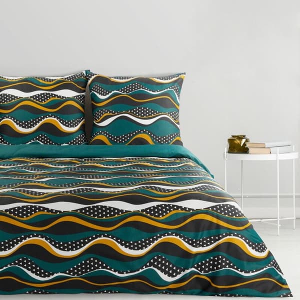 NIKA 50 SATIN SENGE SÆT 160 X 200 CM MØRK TURKIS