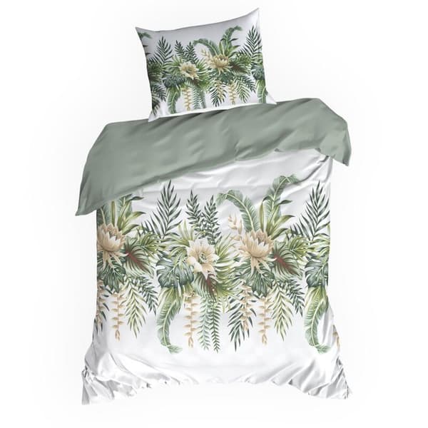 SATIN SÄNGDÅNGSSET FJÄDER 30 220 X 200 CM VIT