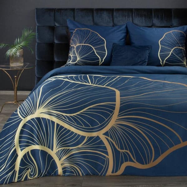 SATIN SENGE SÆT PREMIUM 4 160 X 200 CM MØRKEBLÅ