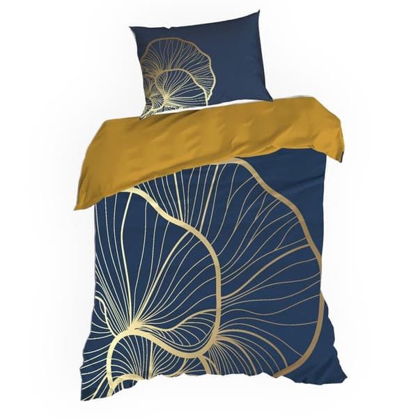 SATIN SENGE SÆT PREMIUM 4 220 X 200 CM MØRKEBLÅ