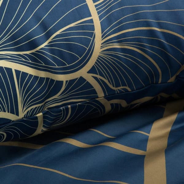 SATIN SENGE SÆT PREMIUM 4 220 X 200 CM MØRKEBLÅ