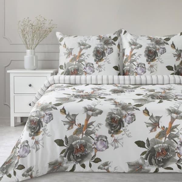 SATIN SÄNGDÅNGSSET FJÄDER 39 220 X 200 CM VIT