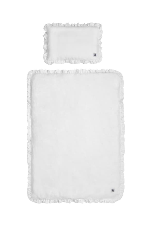 Sängkläder barn L utan fyllning – Linnebäddset 140x200 + 40x60 cm med volang, Oeko-Tex