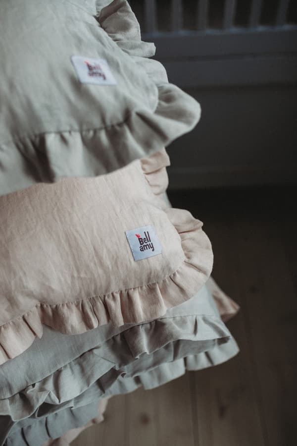 Sengetøj i hør til børn 2-6 år - Størrelse M uden fyld - Dusty Pink / Stone Grey / Snow White / Navy Blue