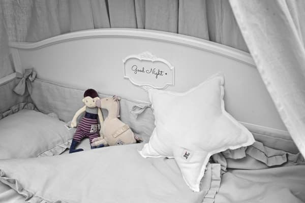 Sengetøj i hør til børn 2-6 år - Størrelse M uden fyld - Dusty Pink / Stone Grey / Snow White / Navy Blue