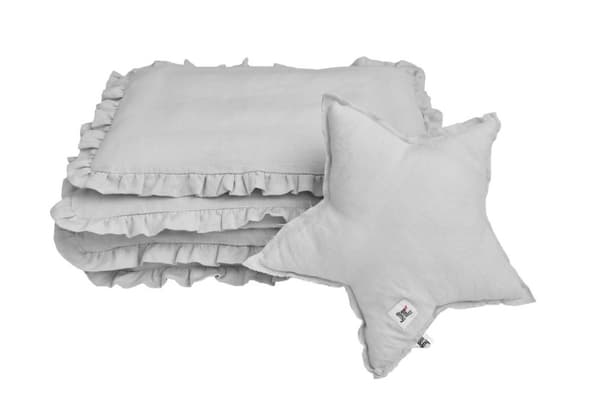 Sengetøj i hør til børn 2-6 år - Størrelse M uden fyld - Dusty Pink / Stone Grey / Snow White / Navy Blue