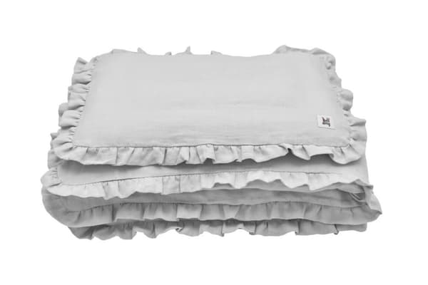 Sengetøj i hør til børn 2-6 år - Størrelse M uden fyld - Dusty Pink / Stone Grey / Snow White / Navy Blue