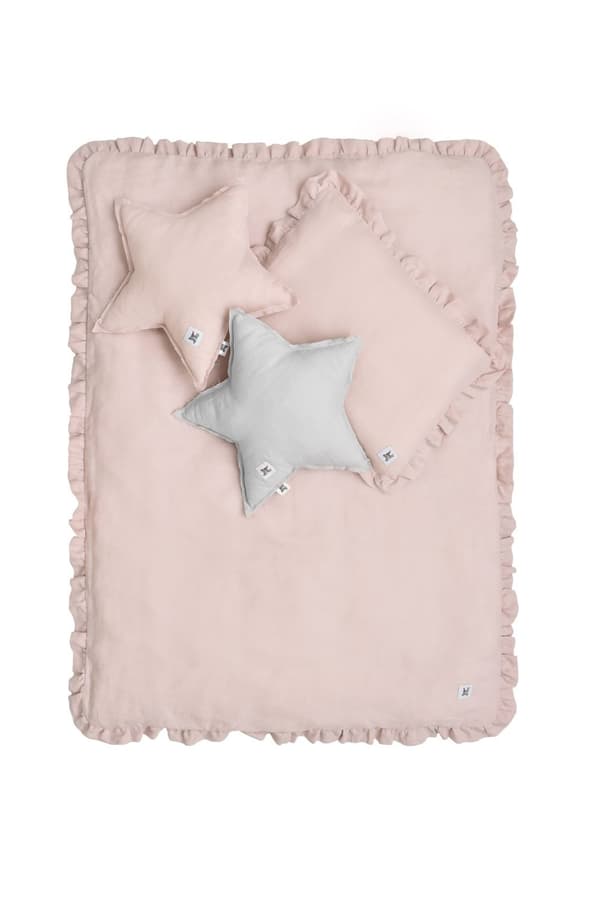 Sängkläder barn M utan fyllning – Linnebäddset 100x135 + 40x60 cm med volang, Oeko-Tex