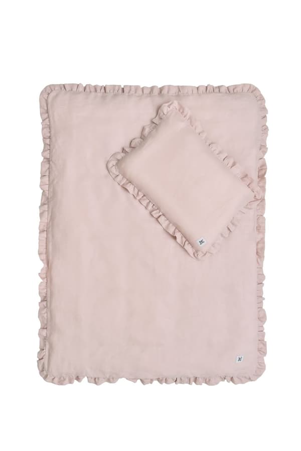 Sängkläder barn M utan fyllning – Linnebäddset 100x135 + 40x60 cm med volang, Oeko-Tex