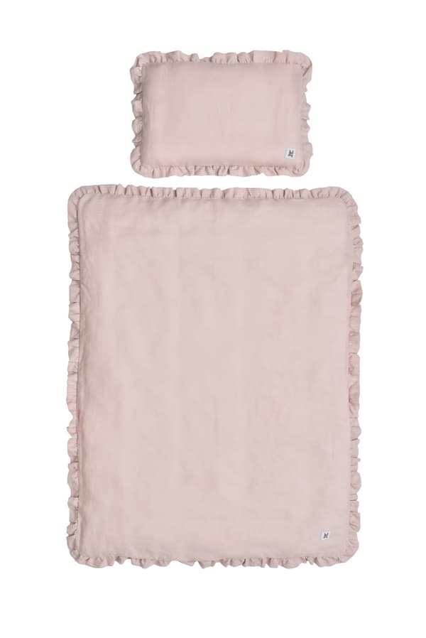 Sängkläder barn M utan fyllning – Linnebäddset 100x135 + 40x60 cm med volang, Oeko-Tex