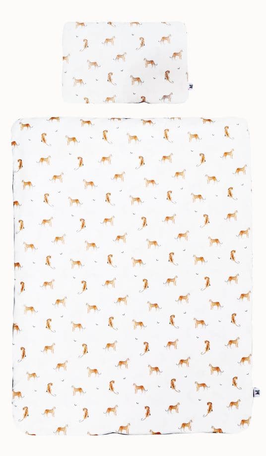 Bäddset barnsäng 100x135 – OEKO-TEX bomull, hypoallergen fyllning, Leopardus - storlek M