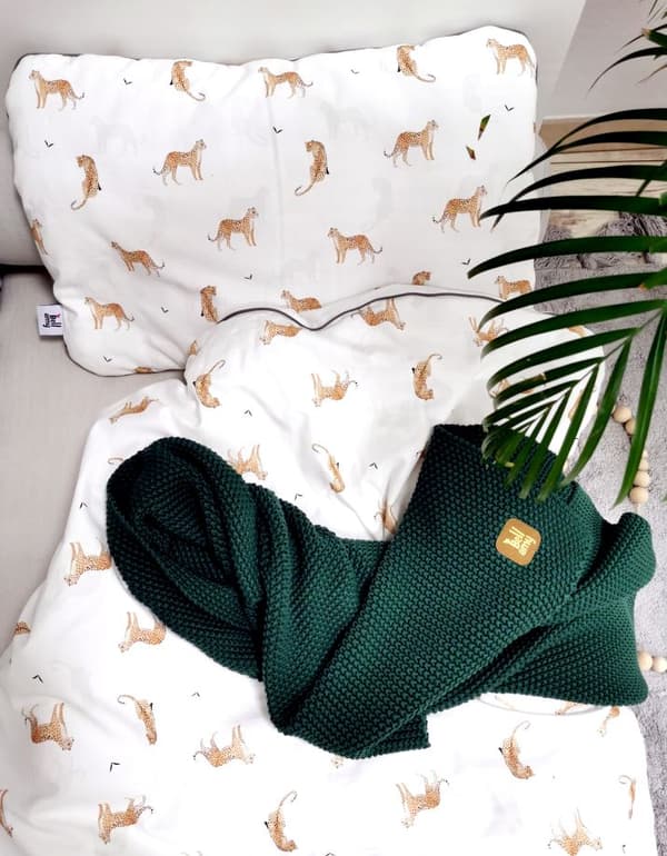 Bäddset barnsäng 100x135 med grisöron – OEKO-TEX bomull, hypoallergen, Leopardus - storlek S