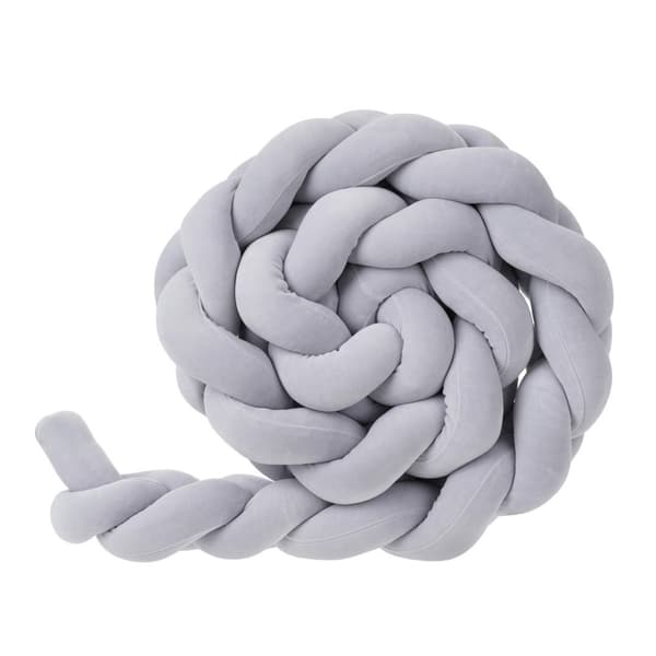 Spjälsängsskydd Fläta 240 cm – OEKO-TEX Sammet, Baby Bumper för Spjälsäng 120x60 & 70x140 harmaa