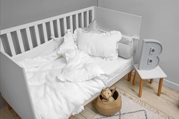 Sengetøj i størrelse L med fyld - blødt linnedtekstil til børn fra 6 år - Dusty Pink, Snow White, Navy Blue & Stone Grey