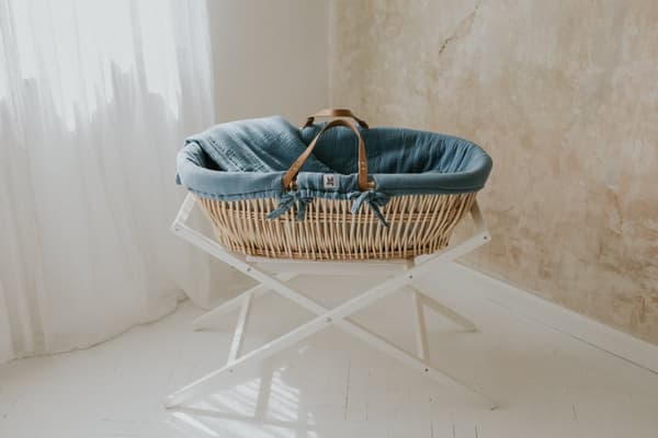 Bäddset för Korg – Bomullsmuslin, Hypoallergen Fyllning, Huvudfördjupning, Oeko-TEX Standard 100 Fine Blue
