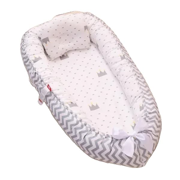 Baby Nest Bed, Mjuk Bomullsmaterial, Bärbar Spjälsäng,5