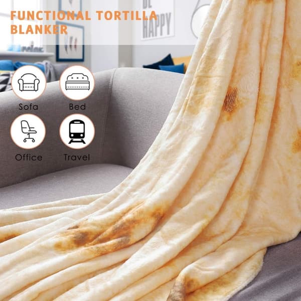 Tortilla Wrap Filt, Lättviktsmaterial, Maskintvättbar, Familjevänlig Design