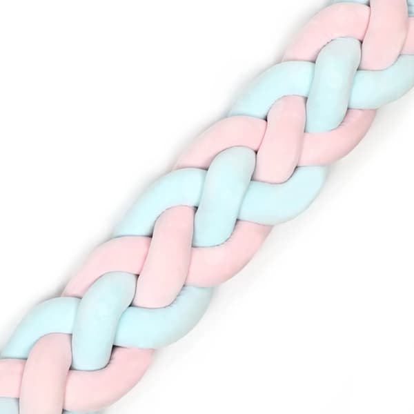 Knuten Flätad Spjälsängskant, Mjuk Bomullsmaterial, Unisex Design, Lämplig för 0-1 År,BLÅ rosa