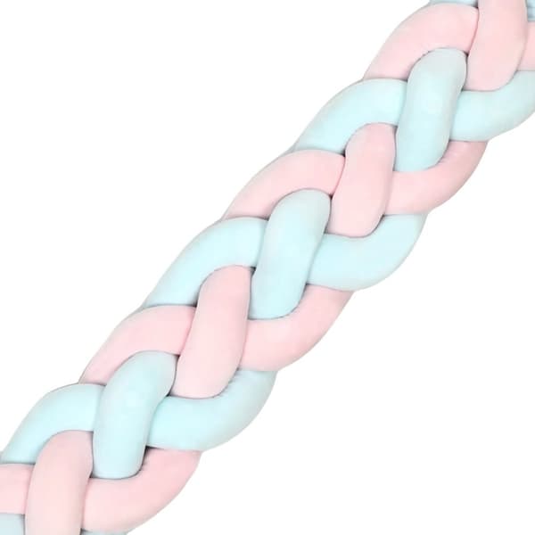 Knuten Flätad Spjälsängskant, Mjuk Bomullsmaterial, Unisex Design, Lämplig för 0-1 År,BLÅ rosa