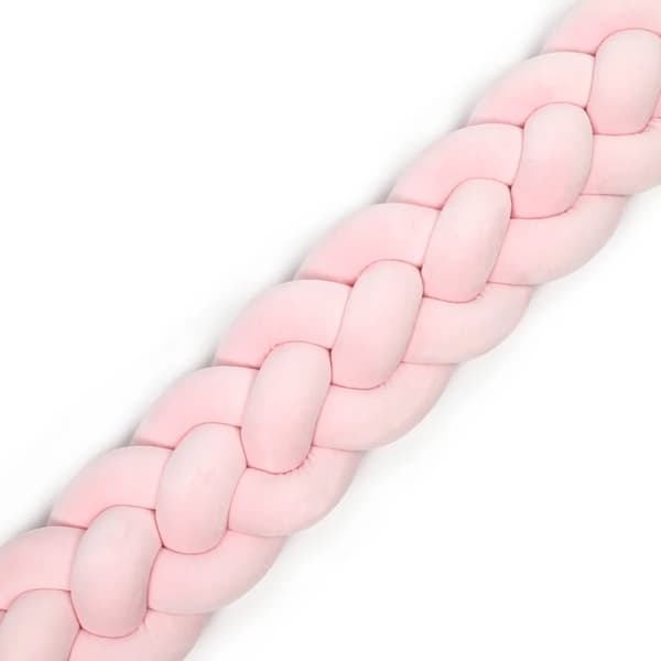 Knuten Flätad Spjälsängskant, Mjuk Bomullsmaterial, Unisex Design, Lämplig för 0-1 År,Rosa