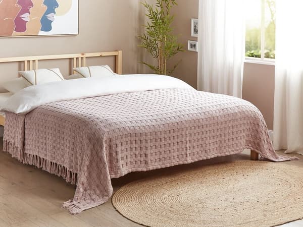 BERE överkast Bomull 220 x 240 cm Pastellrosa Lumarko!
