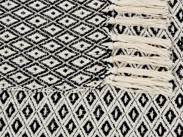CHYAMA Filt Bomull 125 x 150 cm Svart/vit Lumarko!