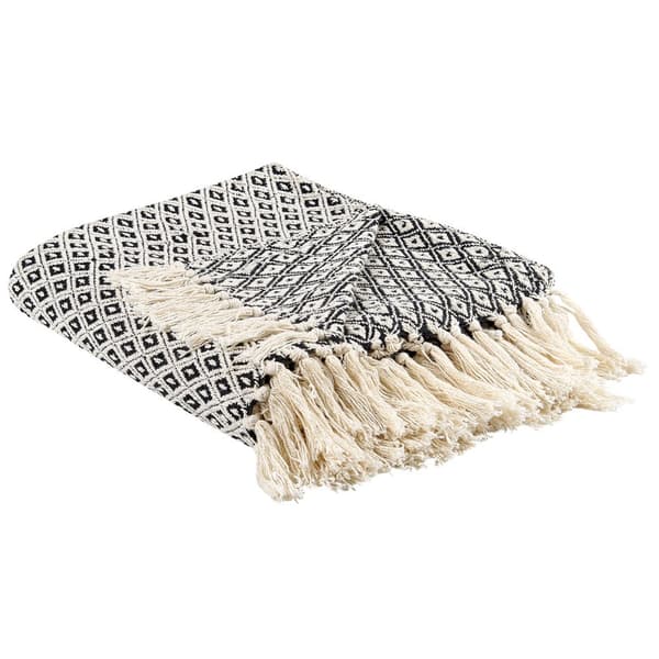 CHYAMA Filt Bomull 125 x 150 cm Svart/vit Lumarko!