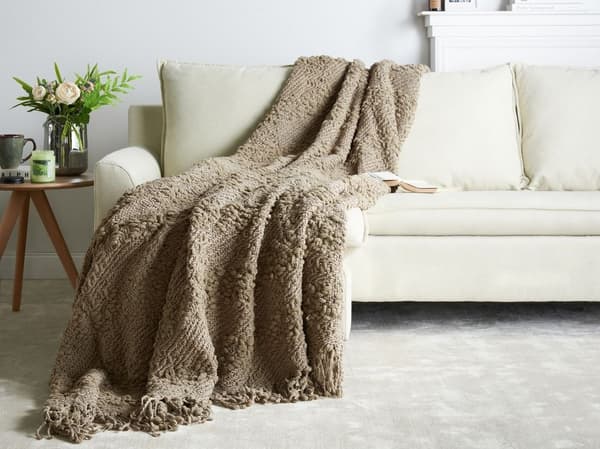 Filt VELLA Bomull 200 x 220 cm Beige grå Lumarko!