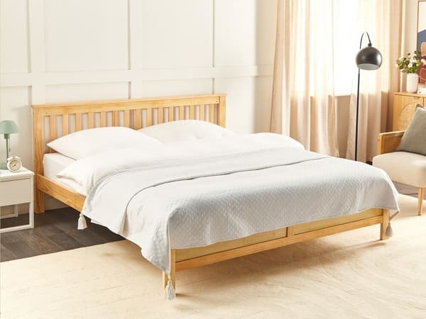 Sengetæppe i bomuld 220 x 200 cm råhvid LINDULA Lumarko!