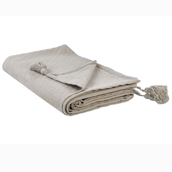 Sengetæppe i bomuld 220 x 200 cm beige-grå LINDULA Lumarko!