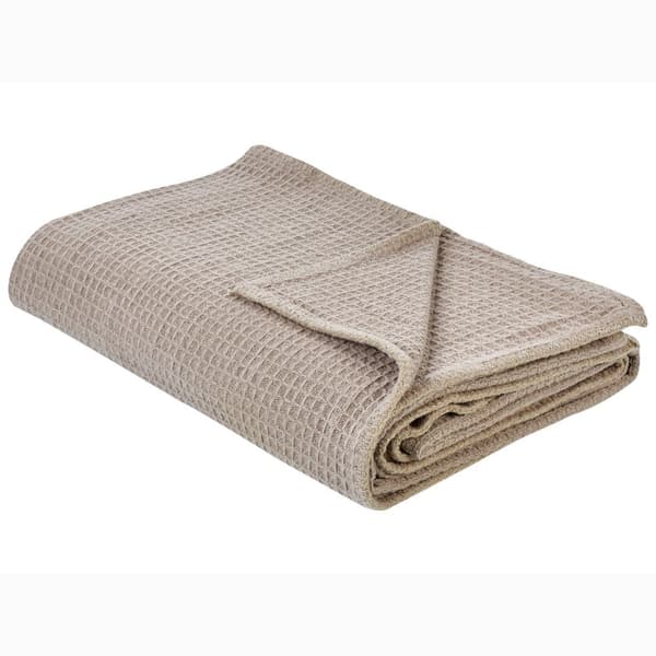 Sengetæppe i bomuld 220 x 240 cm gråbeige RAGALA Lumarko!