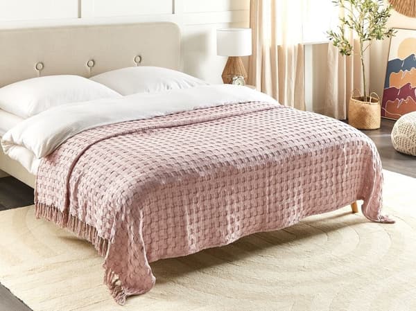 Överkast i bomull 200 x 220 cm rosa BERE Lumarko!