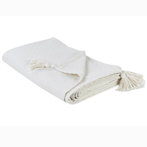 Överkast LINDULA Bomull 150 x 200 cm Off-white Lumarko!