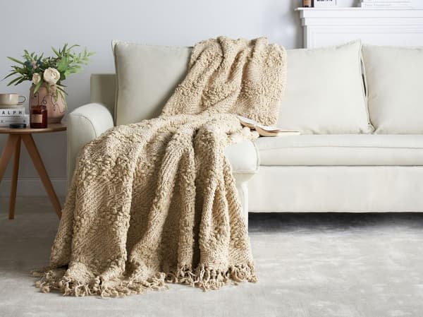 Filt VELLA Bomull 190 x 230 cm Beige Lumarko!