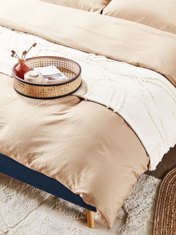 AVONDALE bäddset 200x220 cm Bomullssatin Beige Lumarko!