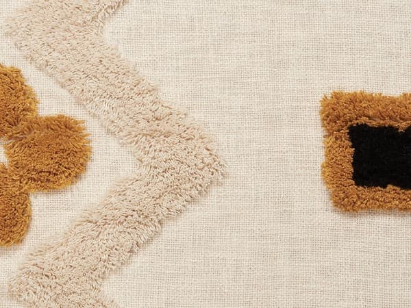 Bomuldstæppe 130 x 180 cm beige med gul ADONI Lumarko!