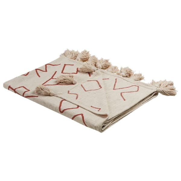 Bomullsfilt 130 x 180 cm beige och röd BHIWANI Lumarko!