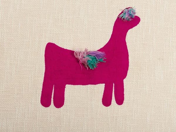 Bomuldstæppe med lamaer 130 x 180 cm beige og pink NANDYAL Lumarko!