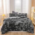Miniatyrbillede 2 af 2: Duvet Cover Sæt, Plush Materiale, 3 Deles Sæt,203x229cm, Tie Dye Mørk Grå