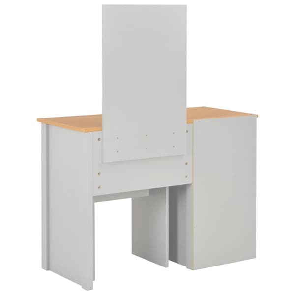 vidaXL toiletbord med spejl og skammel 104x45x131 cm grå