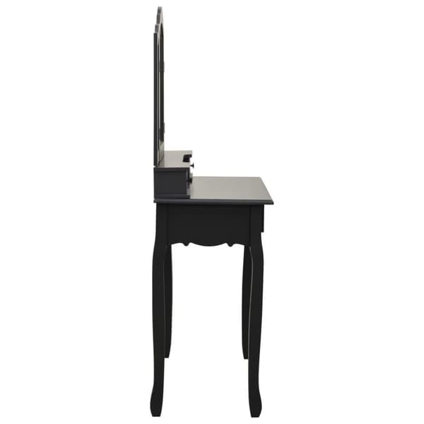 vidaXL sminkebordssæt med taburet 80x69x141 cm kejsertræ sort