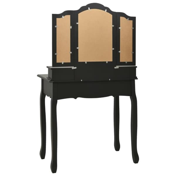 vidaXL sminkebordssæt med taburet 80x69x141 cm kejsertræ sort