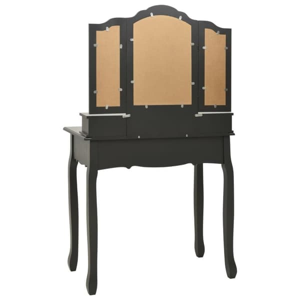 vidaXL Sminkbord med pall grå 80x69x141 cm paulowniaträ