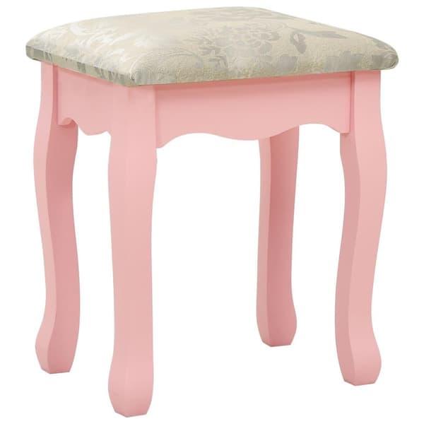 vidaXL Sminkbord med pall rosa 50x59x136 cm paulowniaträ