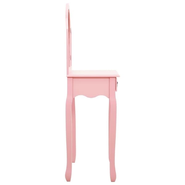 vidaXL kosmetikbord med taburet 65x36x128 cm kejsertræ MDF pink