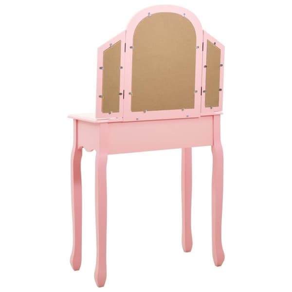 vidaXL kosmetikbord med taburet 65x36x128 cm kejsertræ MDF pink