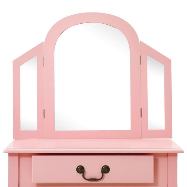 vidaXL kosmetikbord med taburet 65x36x128 cm kejsertræ MDF pink