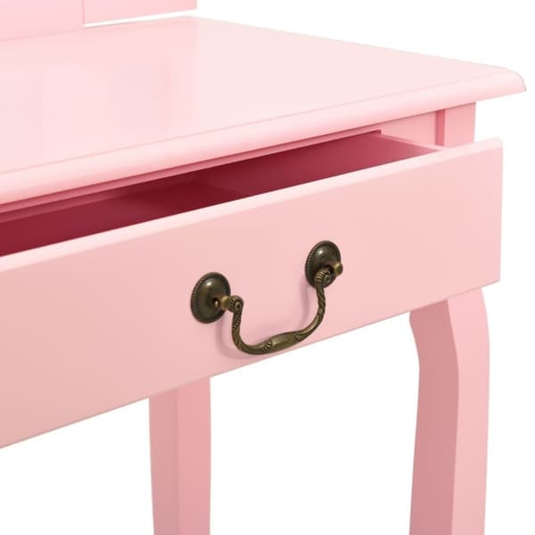 vidaXL kosmetikbord med taburet 65x36x128 cm kejsertræ MDF pink