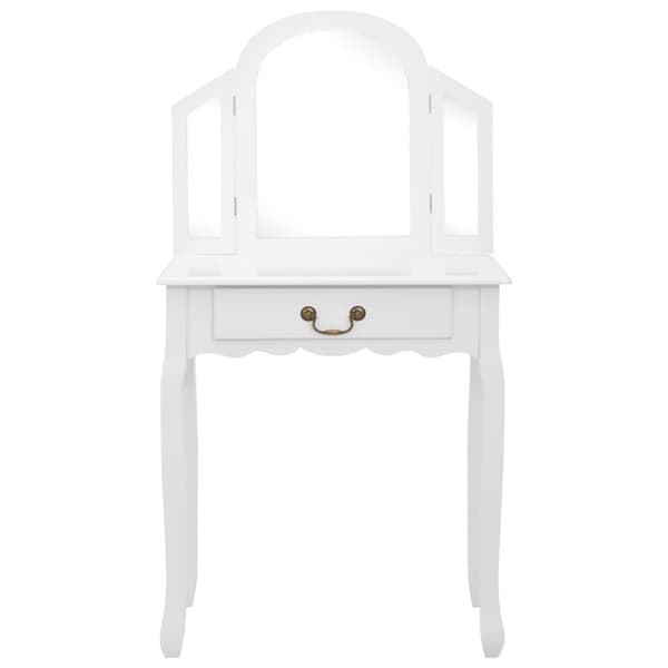vidaXL Sminkbord med pall vit 65x36x128 cm kejsarträ MDF