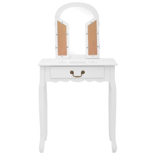 vidaXL Sminkbord med pall vit 65x36x128 cm kejsarträ MDF